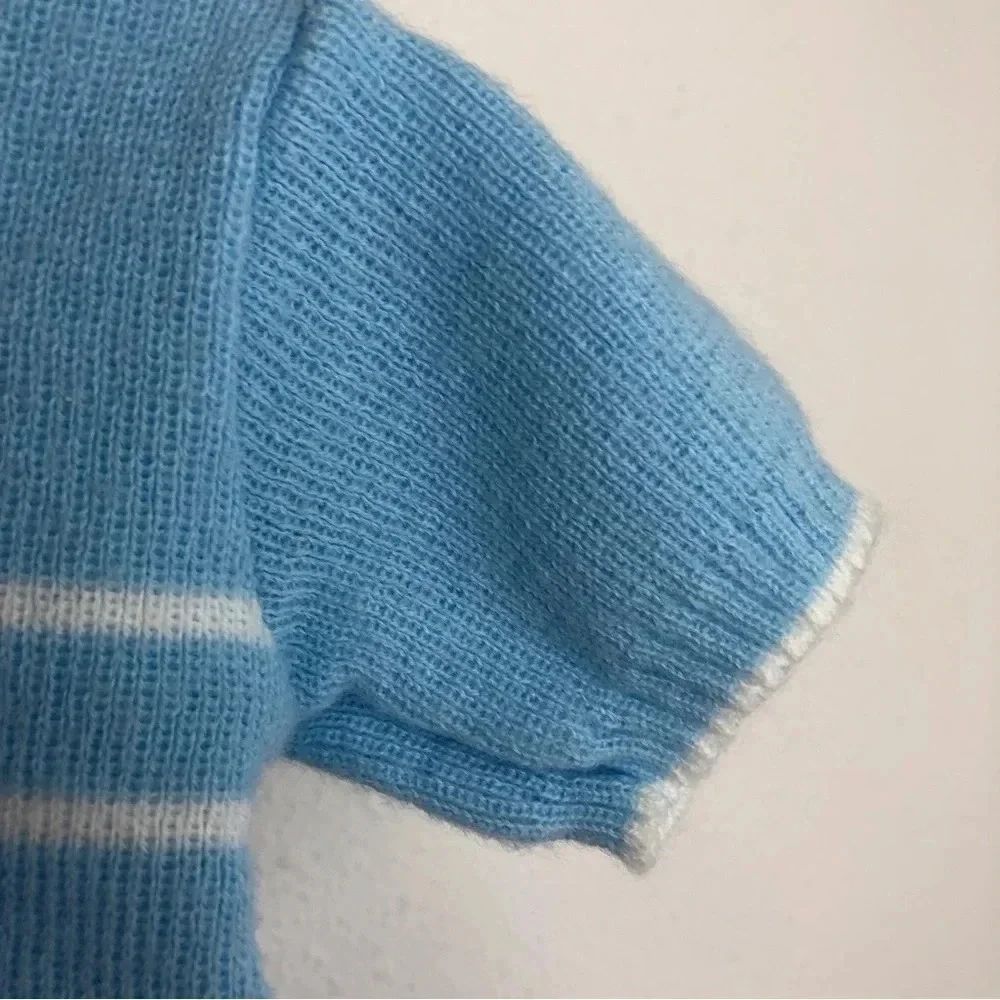 Vintage Pink and Blue Togs matching set blue sweater top & diaper cover 9 months